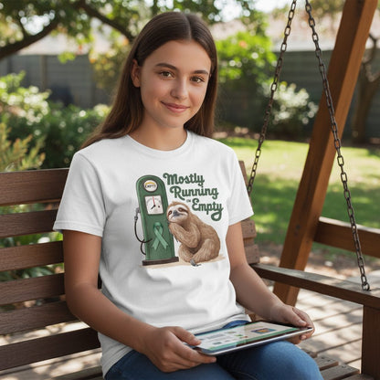 Mostly Running on Empty sloth Youth T-Shirt White lifestyle mockup
