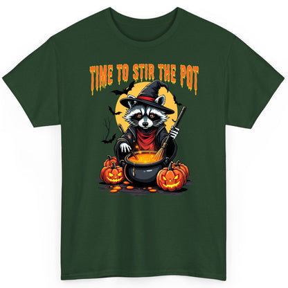 Time to Stir the Pot Halloween raccoon T-Shirt Forest Green product mockup