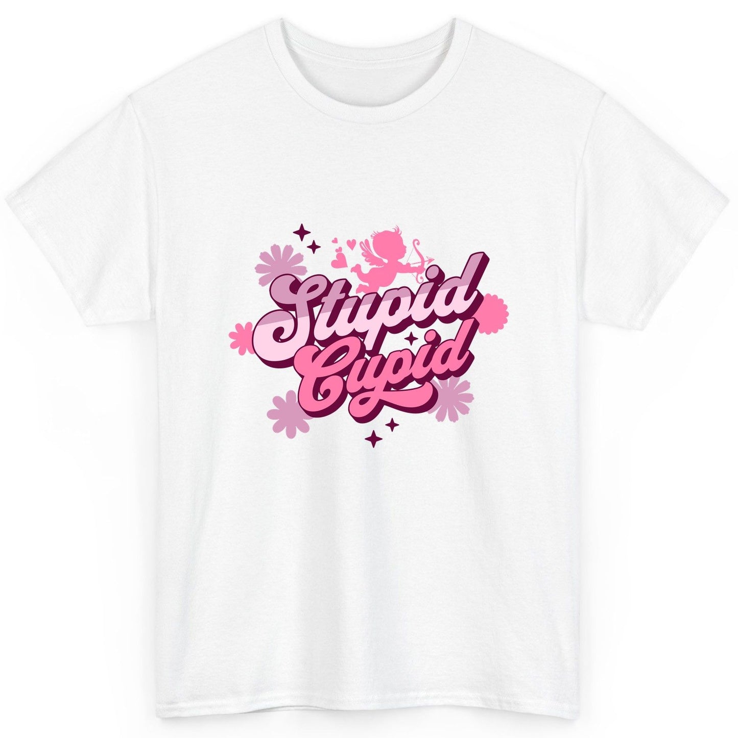 Stupid Cupid anti-Valentine's Day T-Shirt White product mockup
