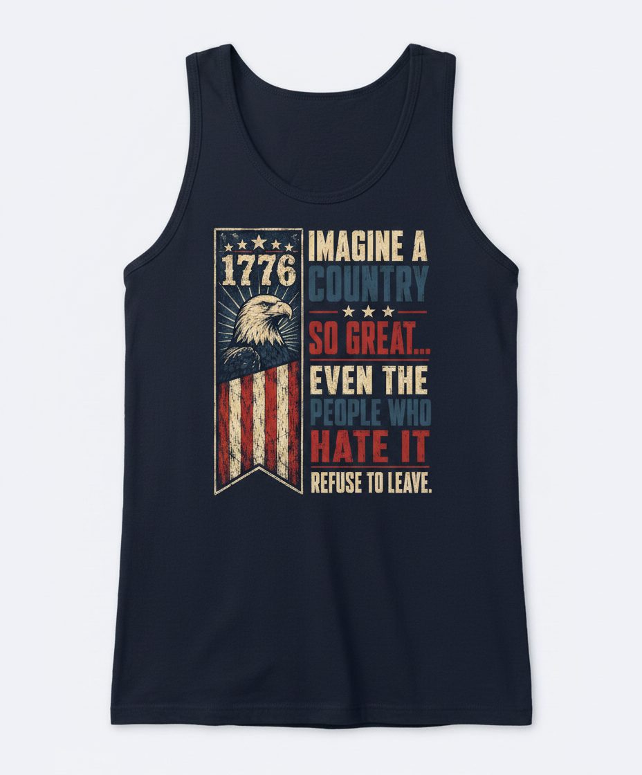 Imagine a Country So Great Patriotic Funny Patriots Tank Top - product mockup - Navy