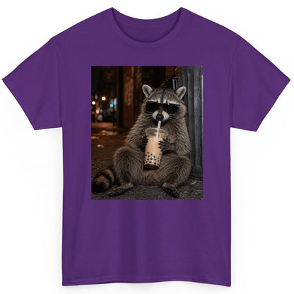 Cool Raccoon Bubble Tea Funny Lovers T-Shirt - product mockup - Purple