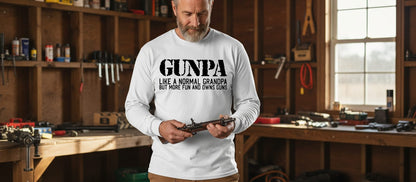Gunpa Like a Normal Grandpa but More Fun and Owns Guns gun owning grandpa Long Sleeve Tee White lifestyle mockup