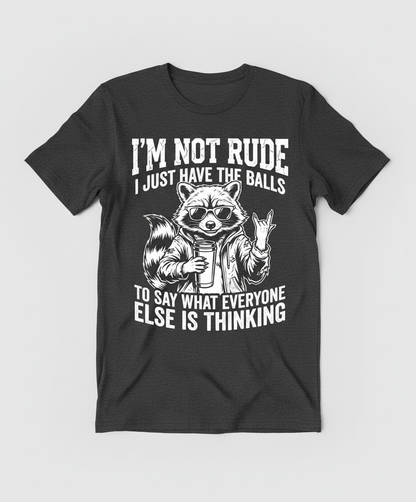 Sassy Raccoon I'm Not Rude Funny Quote T-Shirt - Dark Heather