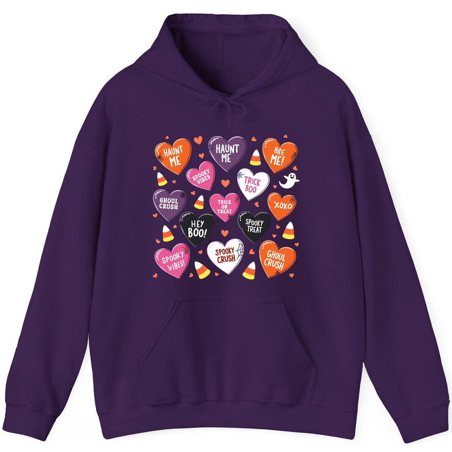 Spooky Halloween Conversation Hearts Halloween conversation hearts Hoodie Purple product mockup