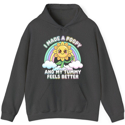 I Made a Poopy and My Tummy Feels Better kawaii sunflower Hoodie Dark Heather product mockup