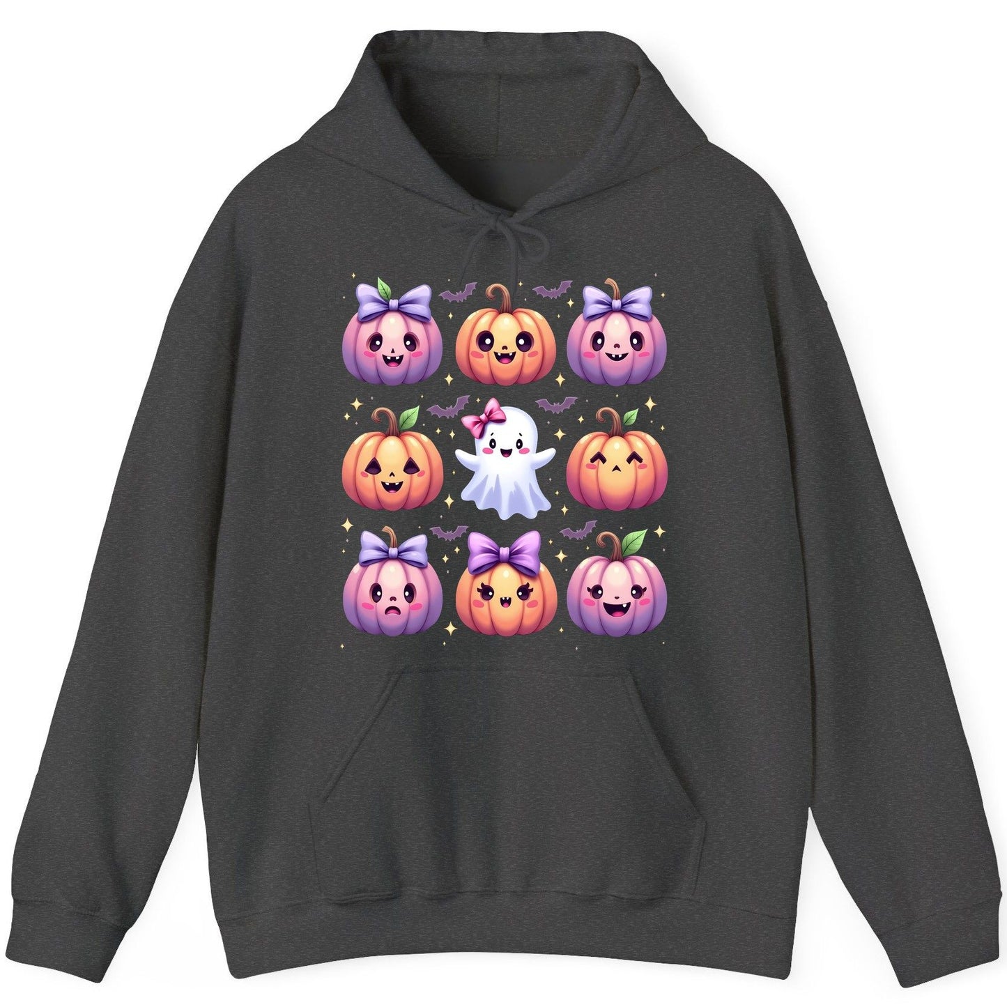Kawaii Halloween Pumpkins kawaii Halloween Hoodie Dark Heather product mockup