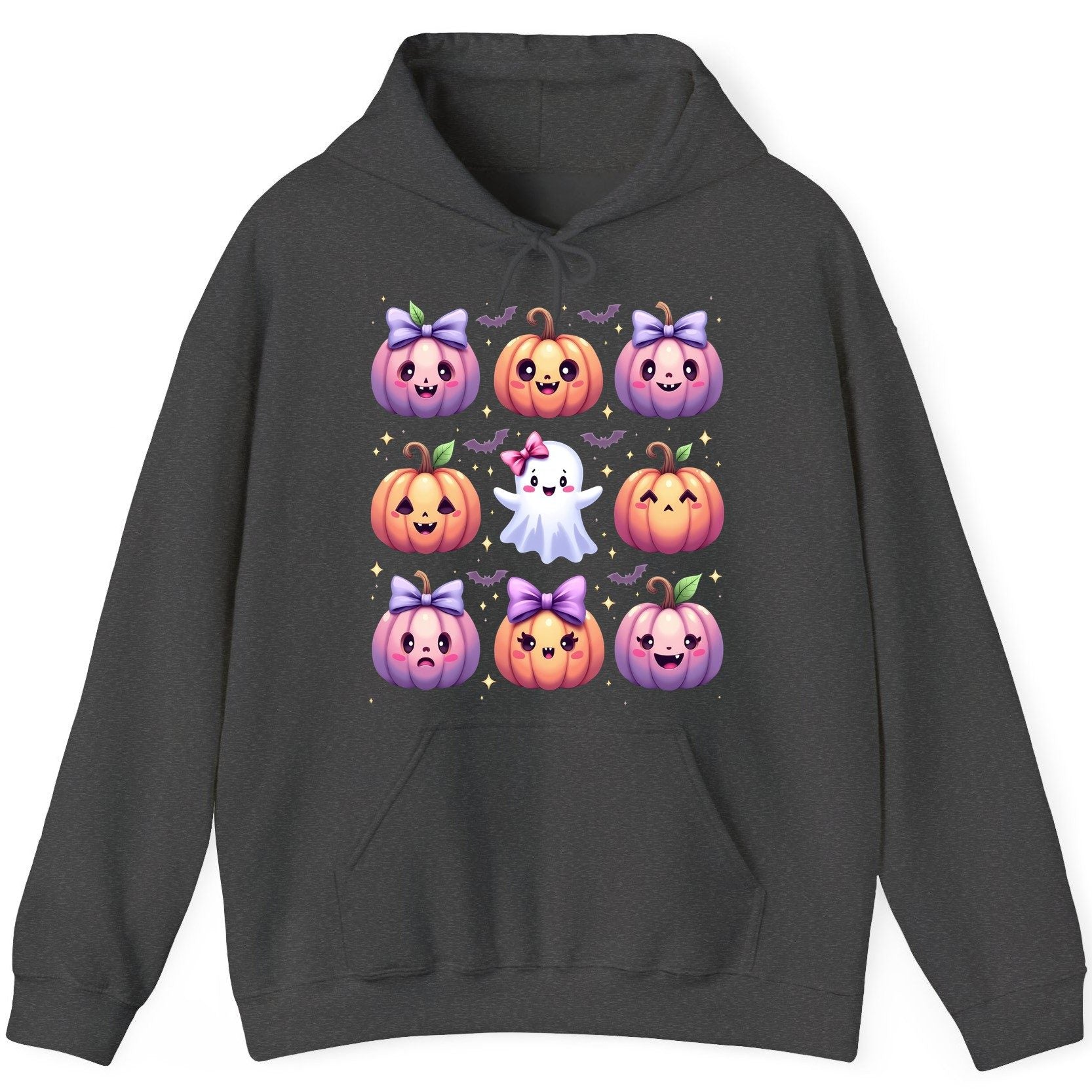 Kawaii Halloween Pumpkins kawaii Halloween Hoodie Dark Heather product mockup