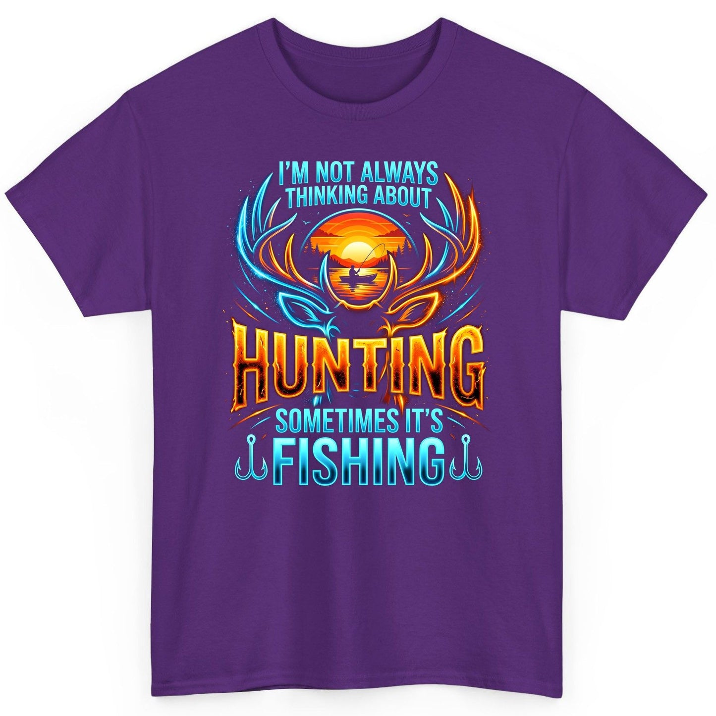 I'm Not Always Thinking About Hunting Sometimes It's Fishing hunting and fishing T-Shirt Purple product mockup