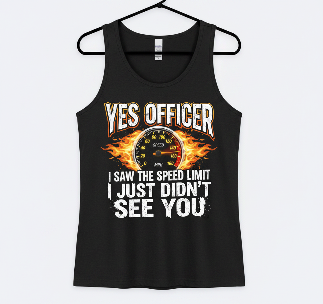 Yes Officer I Saw The Speed Limit Funny Car Enthusiast Design Tank Top - Black