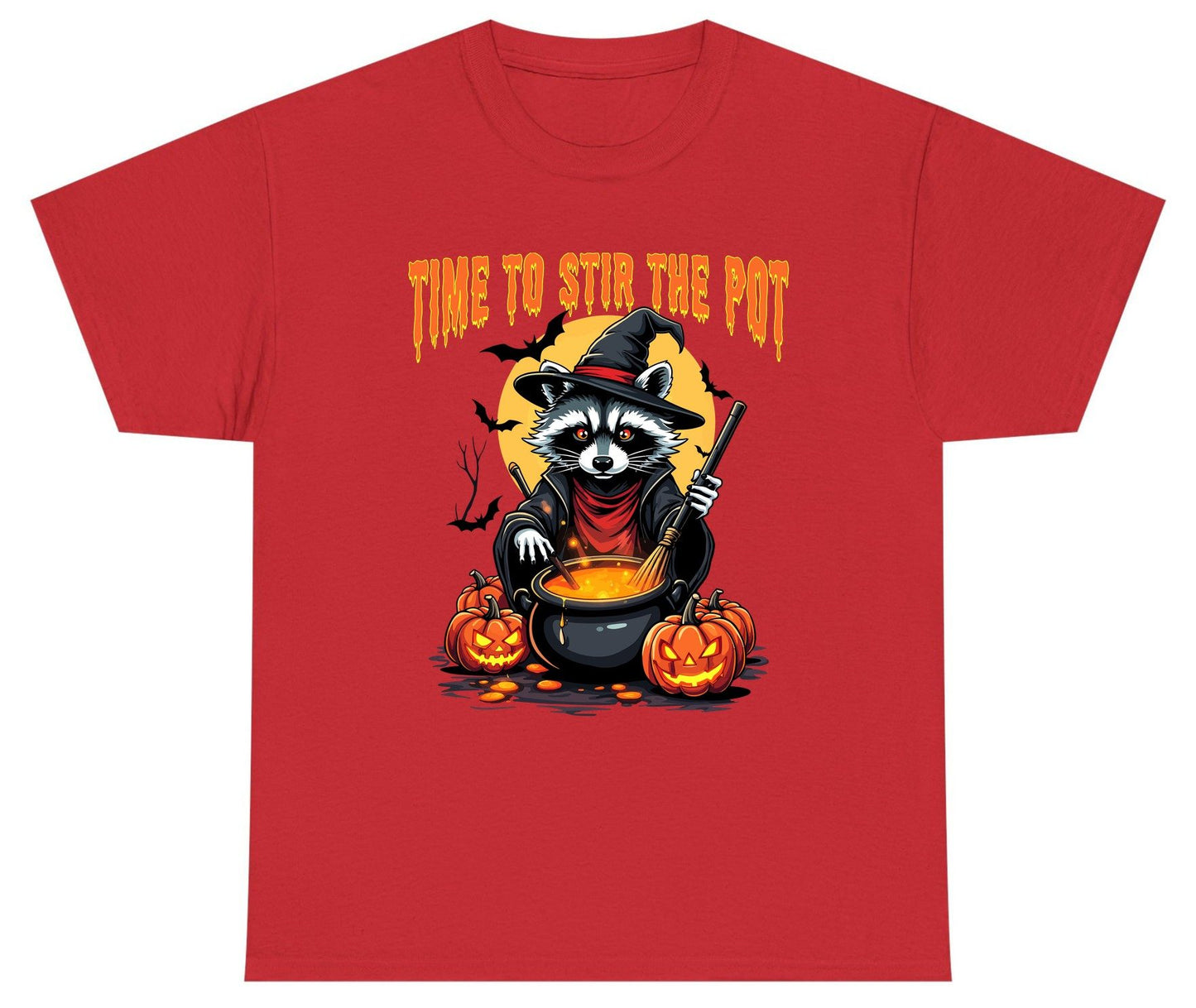 Time to Stir the Pot Halloween raccoon Youth T-Shirt Red product mockup