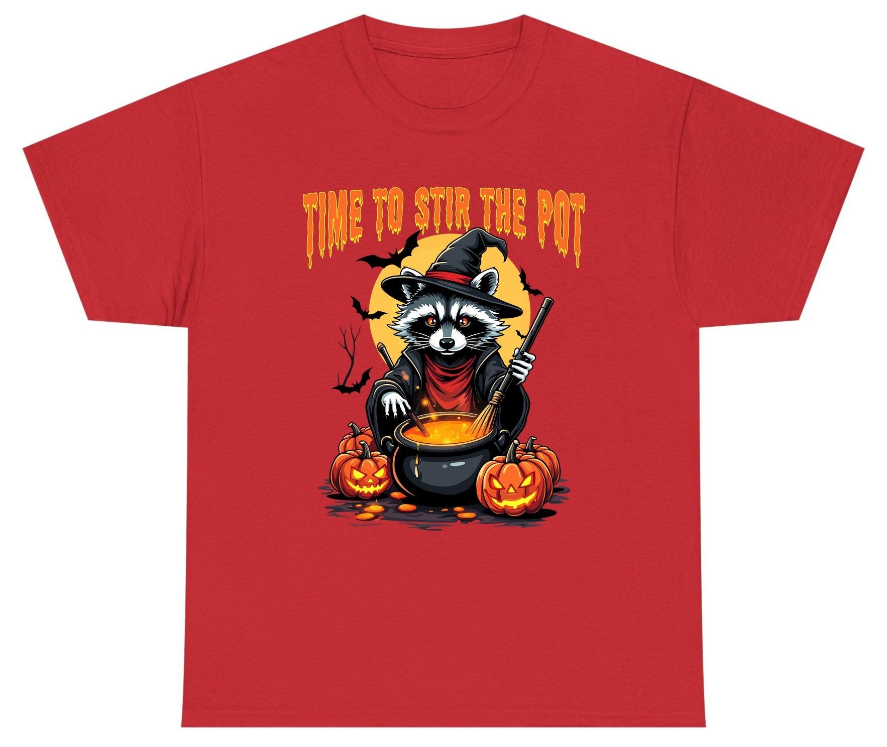 Time to Stir the Pot Halloween raccoon Youth T-Shirt Red product mockup