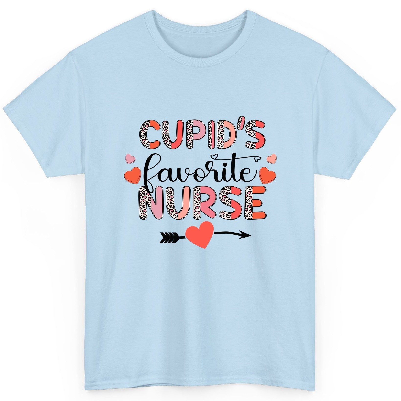 Cupid's Favorite Nurse nurse T-Shirt Light Blue product mockup