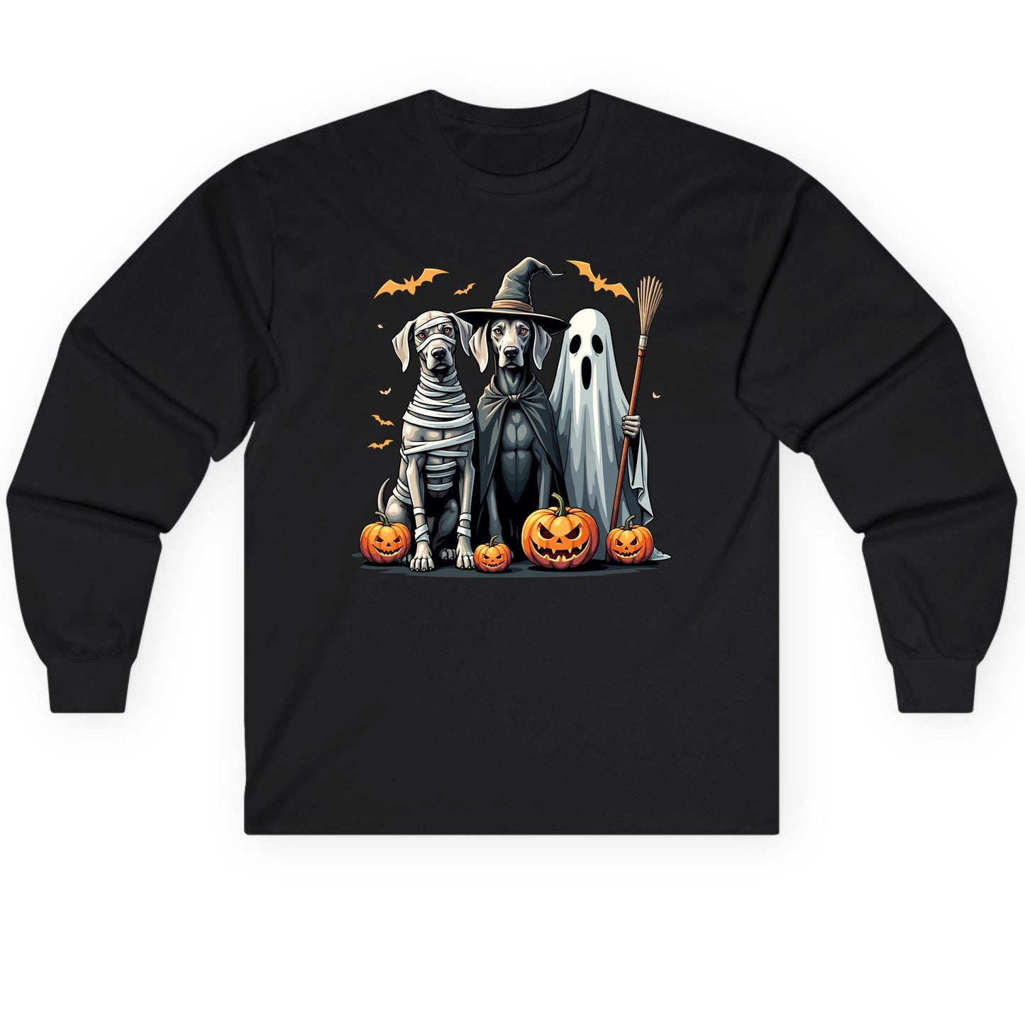 Halloween Weimaraner Dogs Halloween weimaraner dogs Long Sleeve Tee Black product mockup