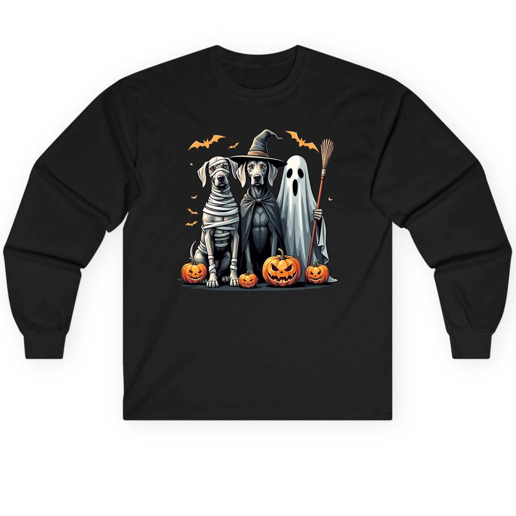 Halloween Weimaraner Dogs Halloween weimaraner dogs Long Sleeve Tee Black product mockup