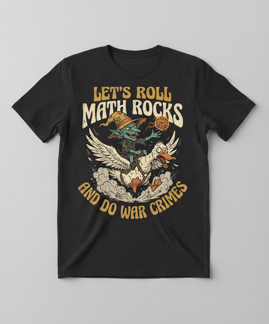 Let's Roll Math Rocks And Do War Crimes Goblin Dice T-Shirt - Dark Heather