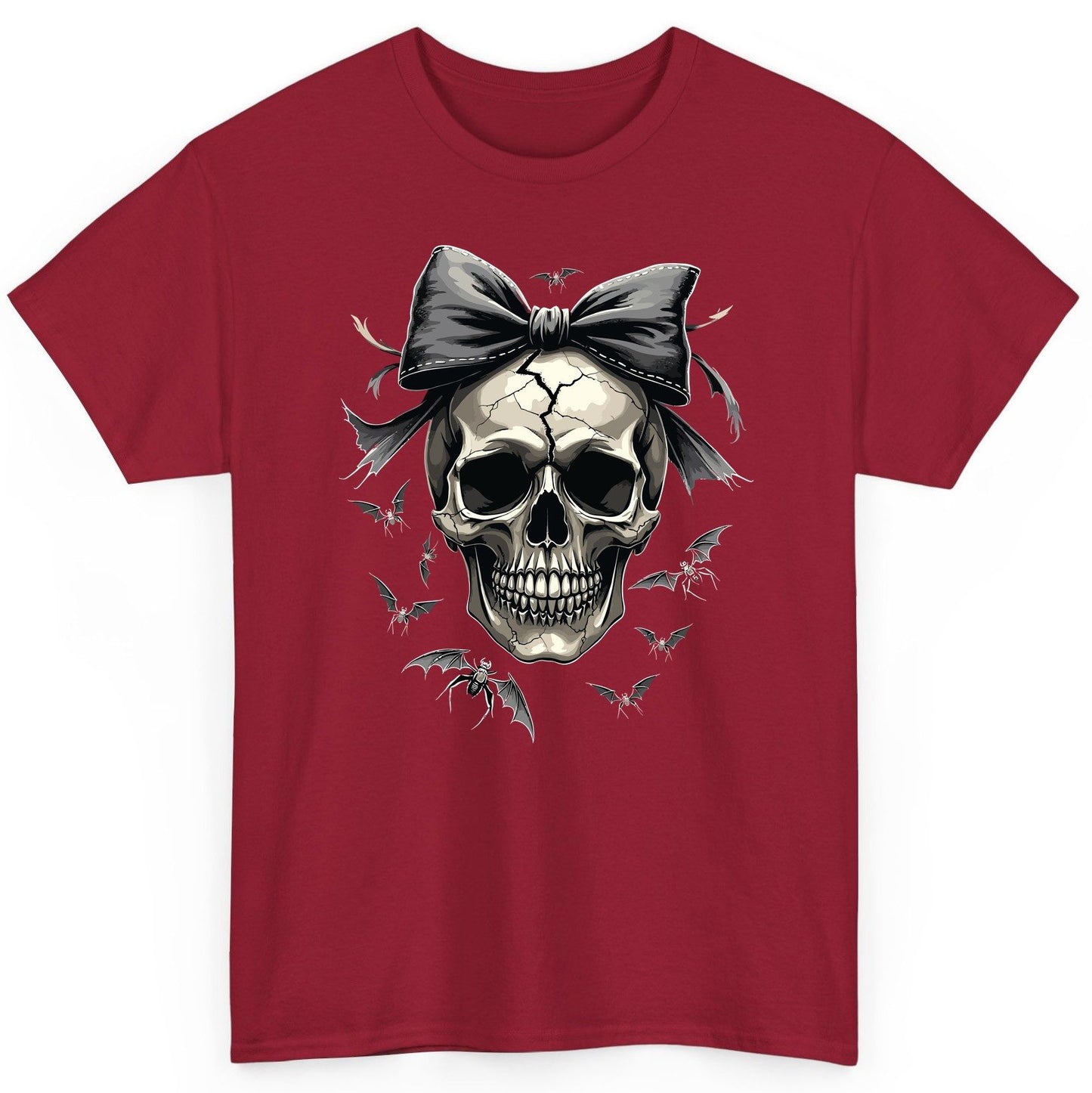 Gothic Skull with Bow gothic skull T-Shirt Cardinal Red product mockup