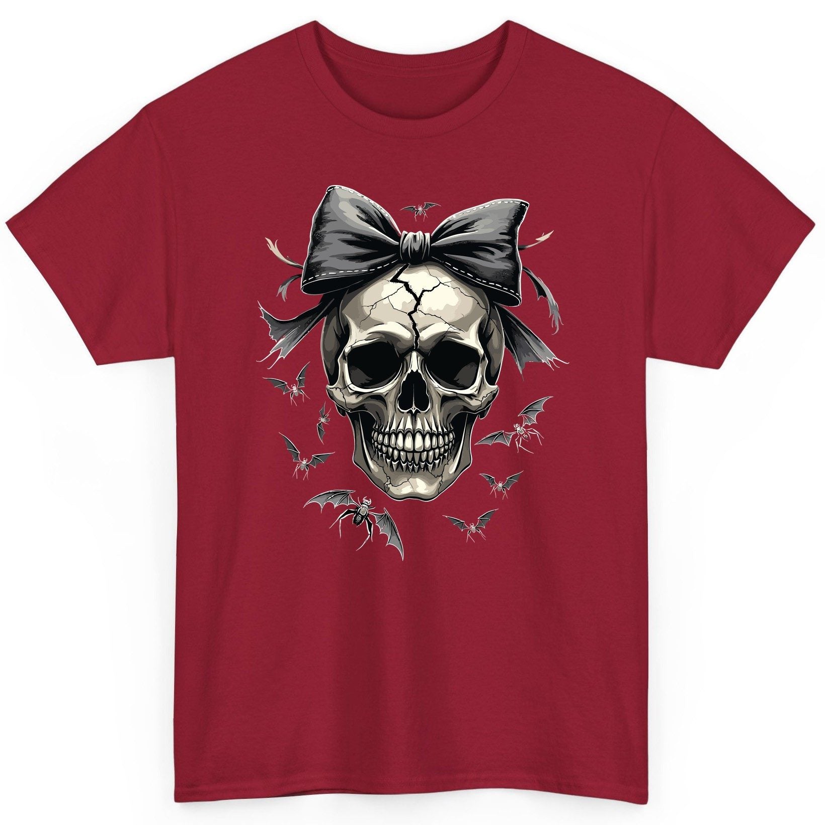 Gothic Skull with Bow gothic skull T-Shirt Cardinal Red product mockup