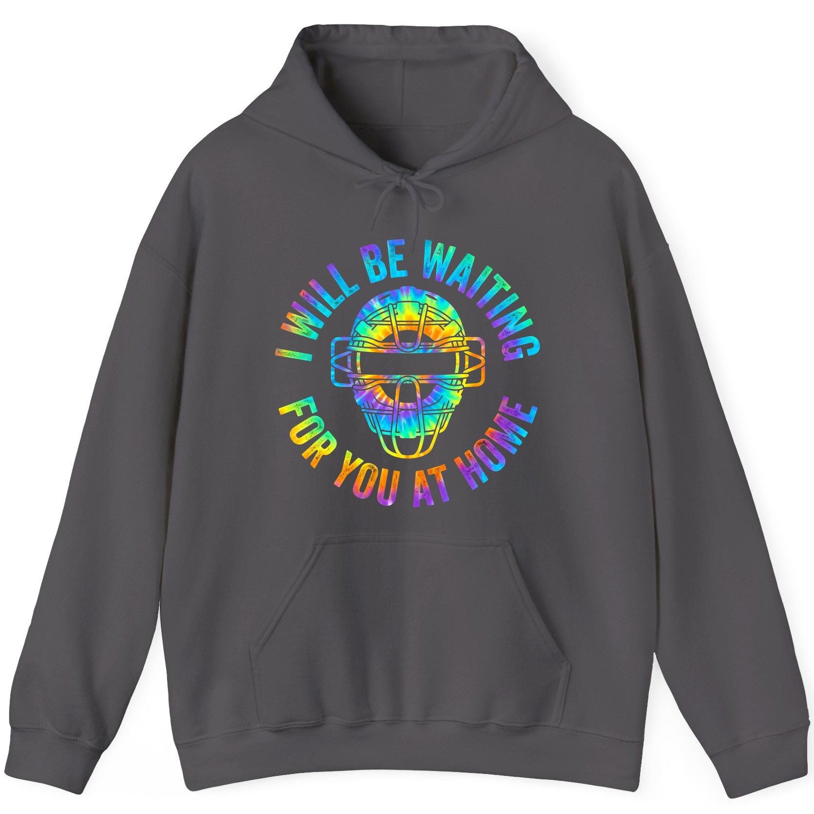 I Will Be Waiting for You at Home baseball catcher Hoodie Charcoal product mockup