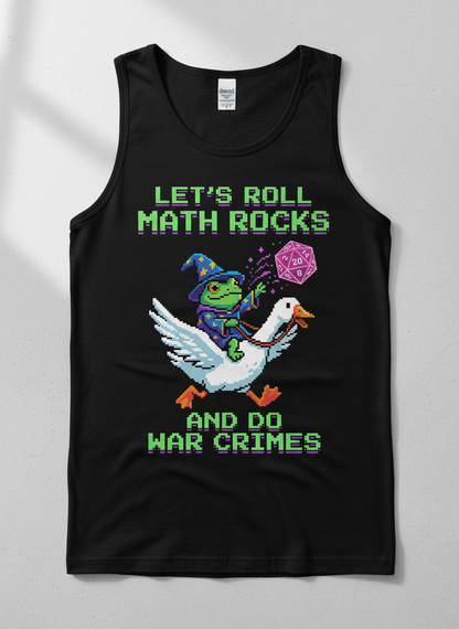 Let's Roll Math Rocks Frog Wizard Pixel Art TTRPG Design Tank Top - Black