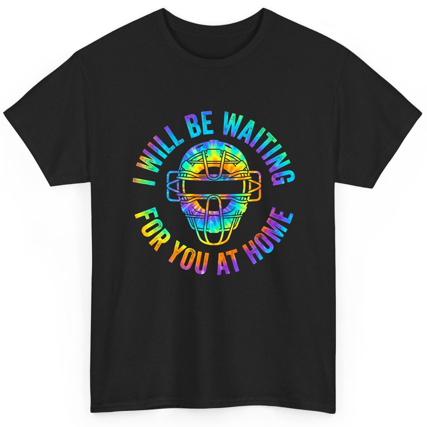 I Will Be Waiting for You at Home baseball catcher T-Shirt Black product mockup