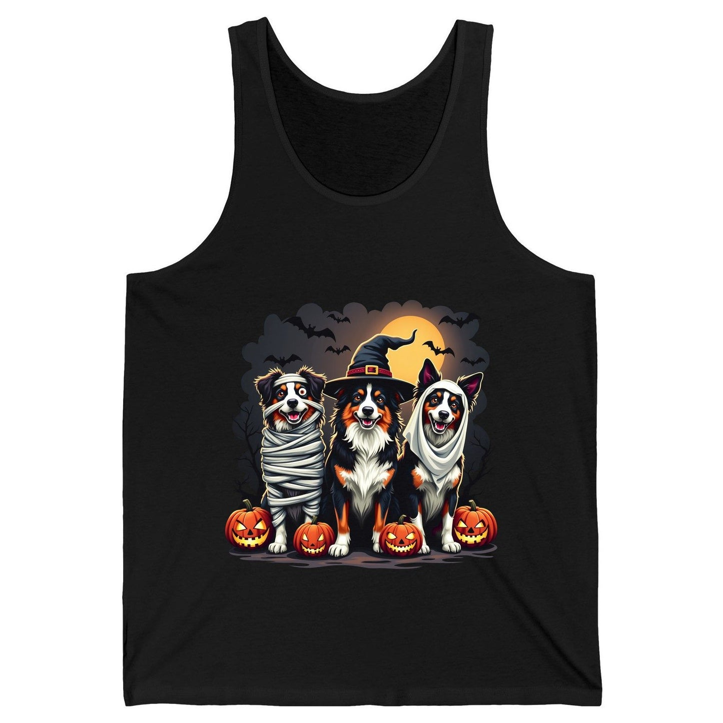 Australian Shepherd Halloween Dogs australian shepherd dogs Tank Top Black product mockup