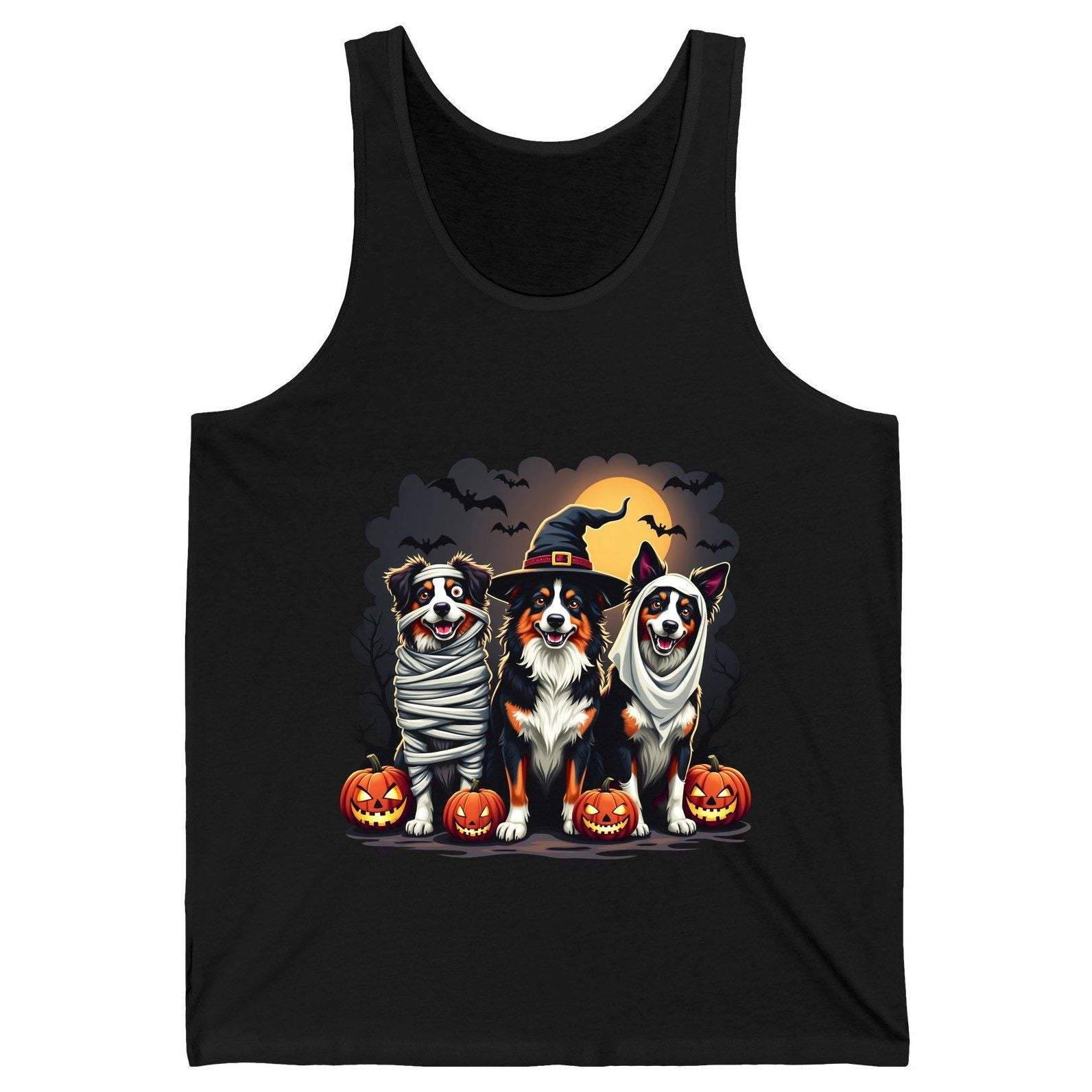 Australian Shepherd Halloween Dogs australian shepherd dogs Tank Top Black product mockup