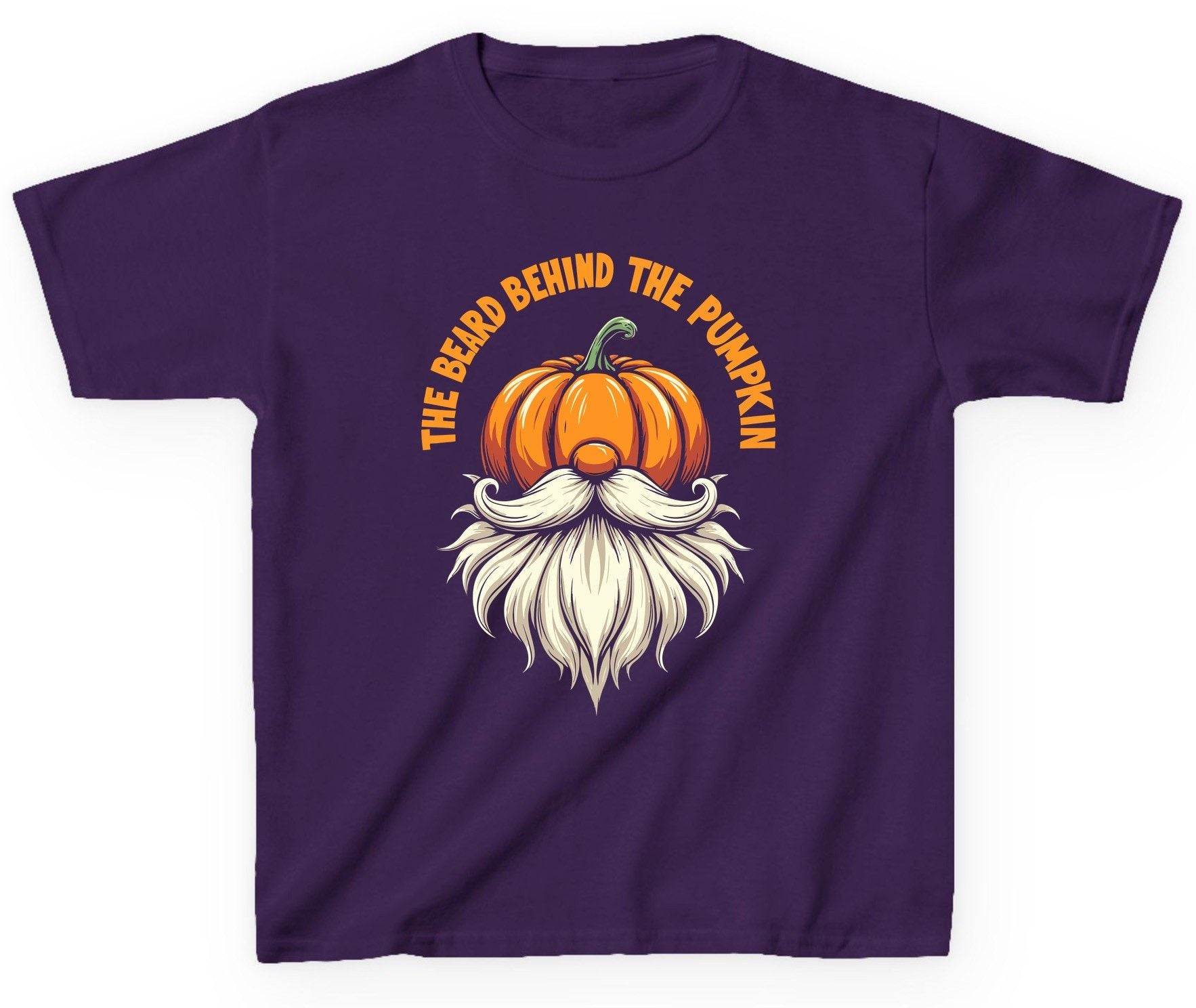 The Beard Behind the Pumpkin Halloween gnome Youth T-Shirt Purple product mockup