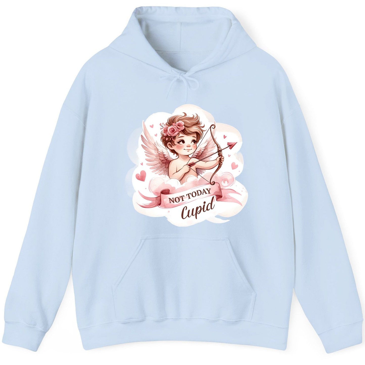 Not Today Cupid cupid Hoodie Light Blue product mockup