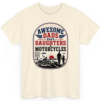 Awesome Dads Have Daughters & Motorcycles biker dad T-Shirt Natural product mockup