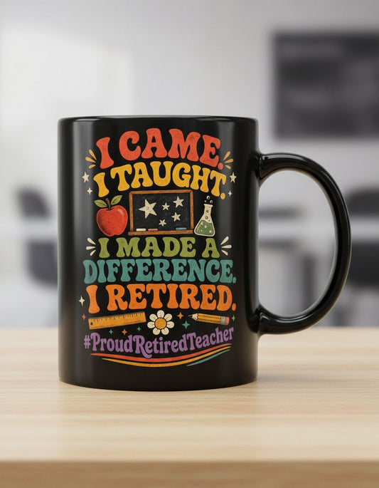 I Retired Proudretiredteacher Black Mug - product mockup - Black