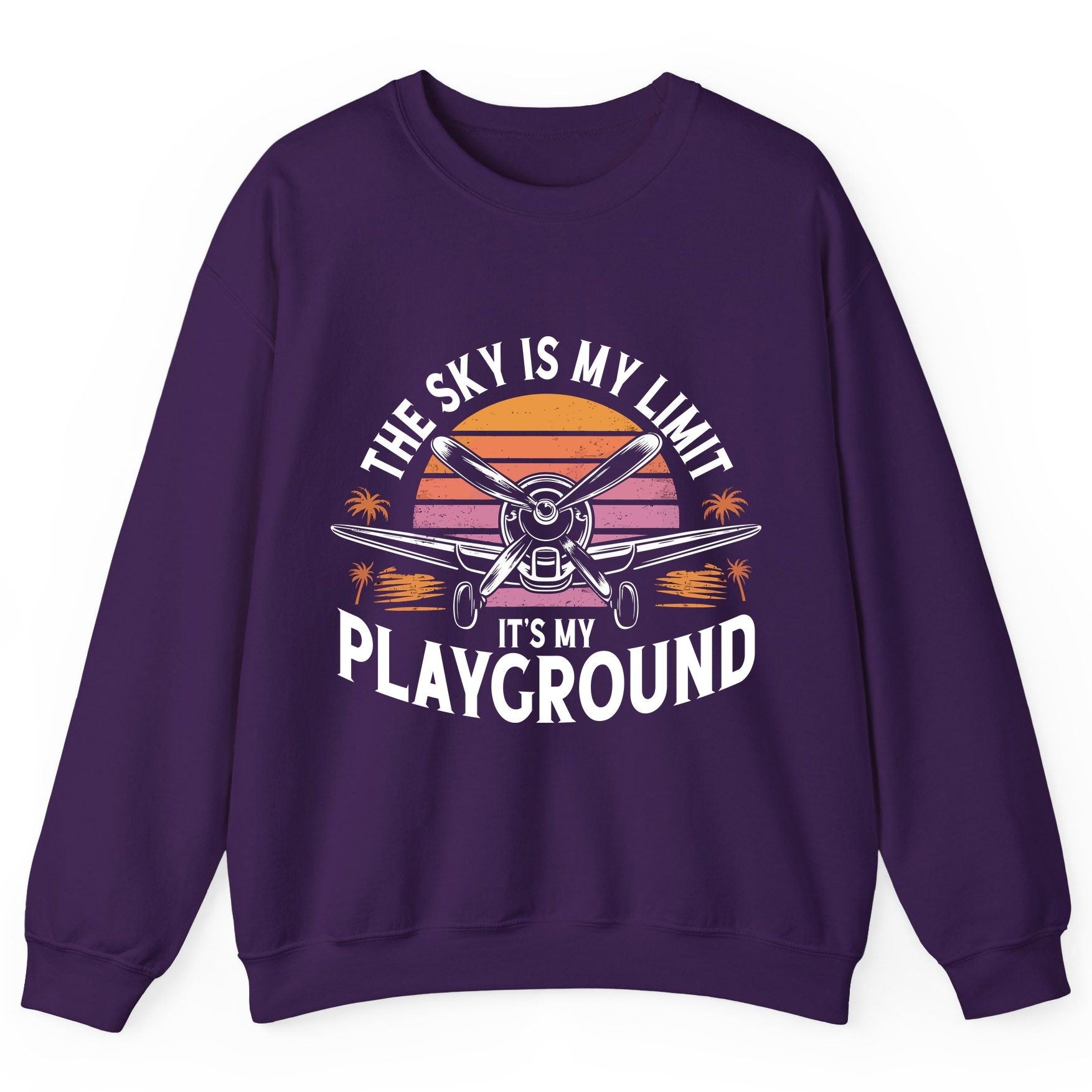 The Sky Is My Limit It's My Playground aviation Sweatshirt Purple product mockup