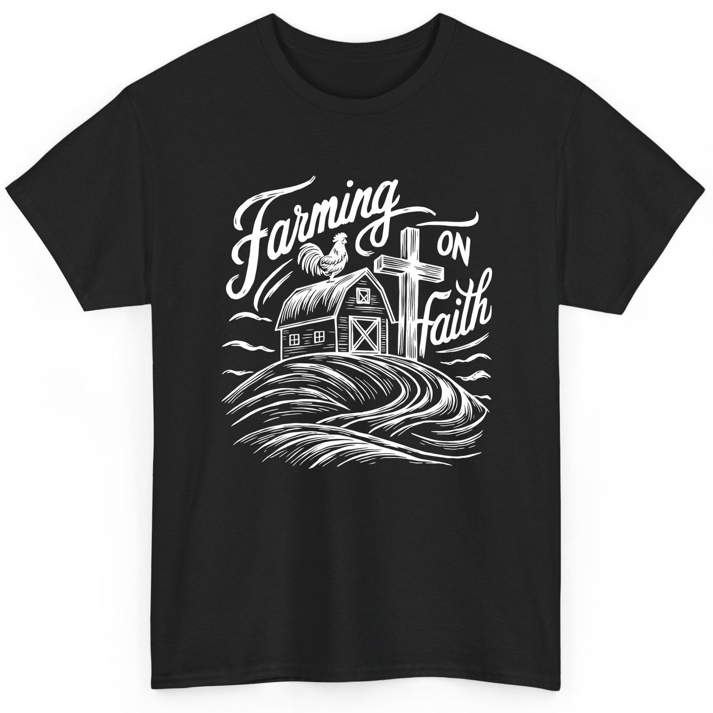 Farming on Faith christian farming T-Shirt Black product mockup