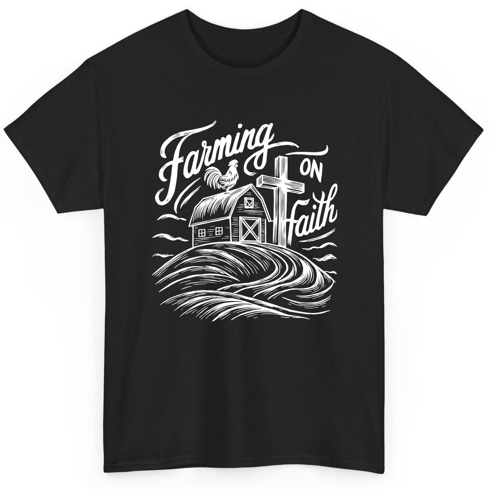 Farming on Faith christian farming T-Shirt Black product mockup