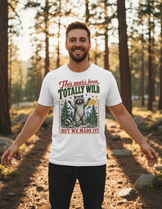Totally Wild Raccoon Funny Animal Lovers T-Shirt - lifestyle model mockup - White