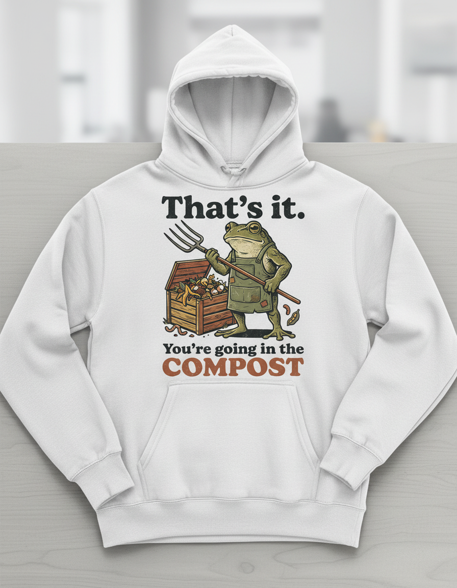 That's It You're Going In The Compost Frog Hoodie - White