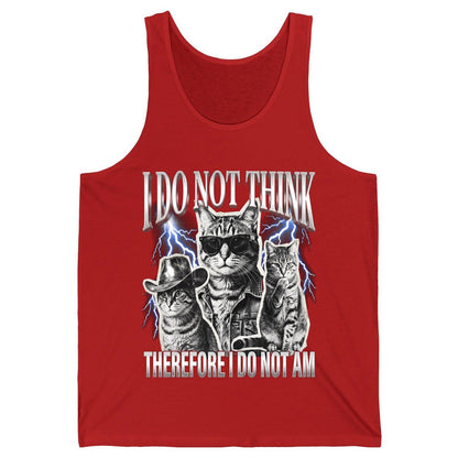 I Do Not Think Therefore I Do Not Am cats Tank Top Red product mockup