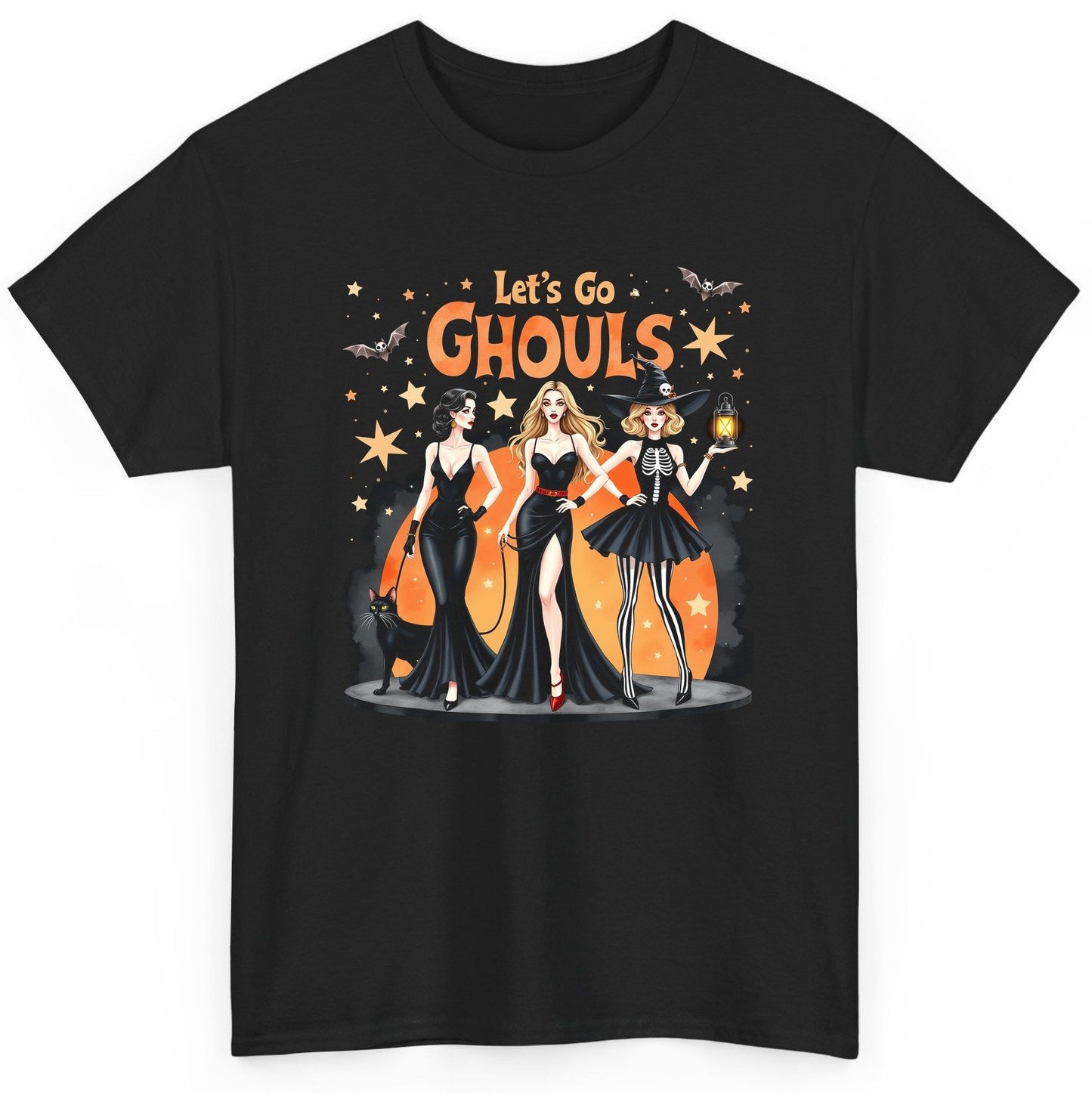 Let's Go Ghouls Halloween women T-Shirt Black product mockup