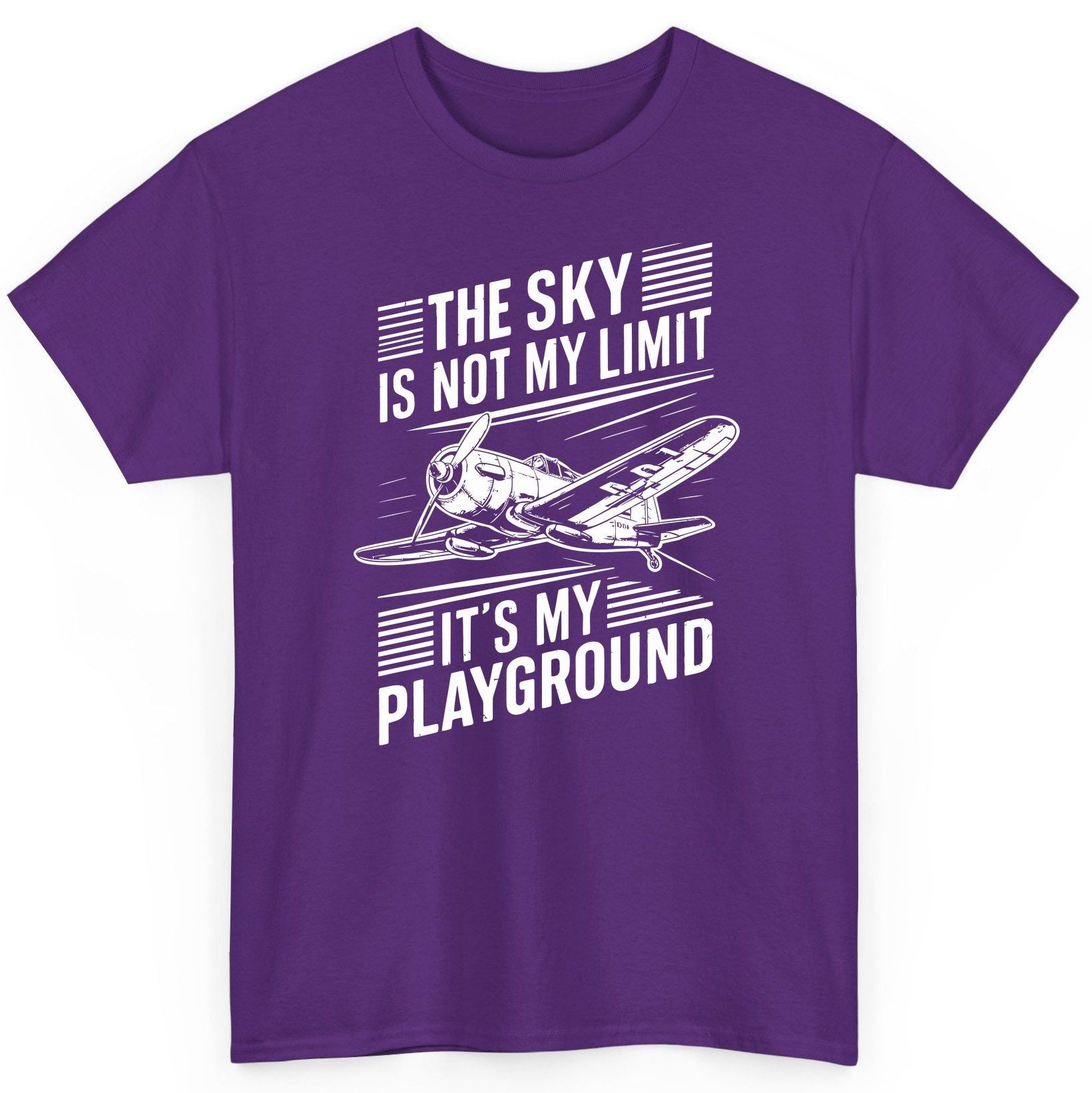 The Sky Is Not My Limit It's My Playground vintage airplane T-Shirt Purple product mockup