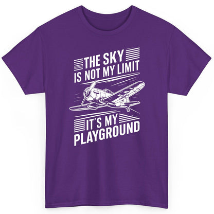 The Sky Is Not My Limit It's My Playground vintage airplane T-Shirt Purple product mockup
