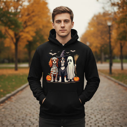 Cavalier Spaniel Halloween Dogs cavalier king charles spaniel Hoodie Black lifestyle mockup