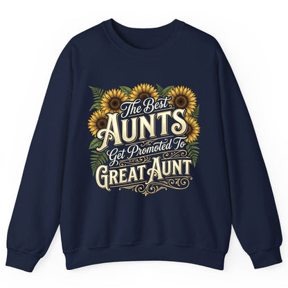 The Best AUNTS Get Promoted to GREAT AUNT Retro Sweatshirt - product mockup - Navy