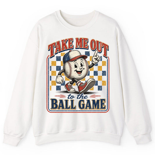 Take Me Out to the Ball Game Retro Baseball Sweatshirt - product mockup - White