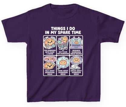 Things I Do in My Spare Time sourdough bread baking Youth T-Shirt Purple product mockup