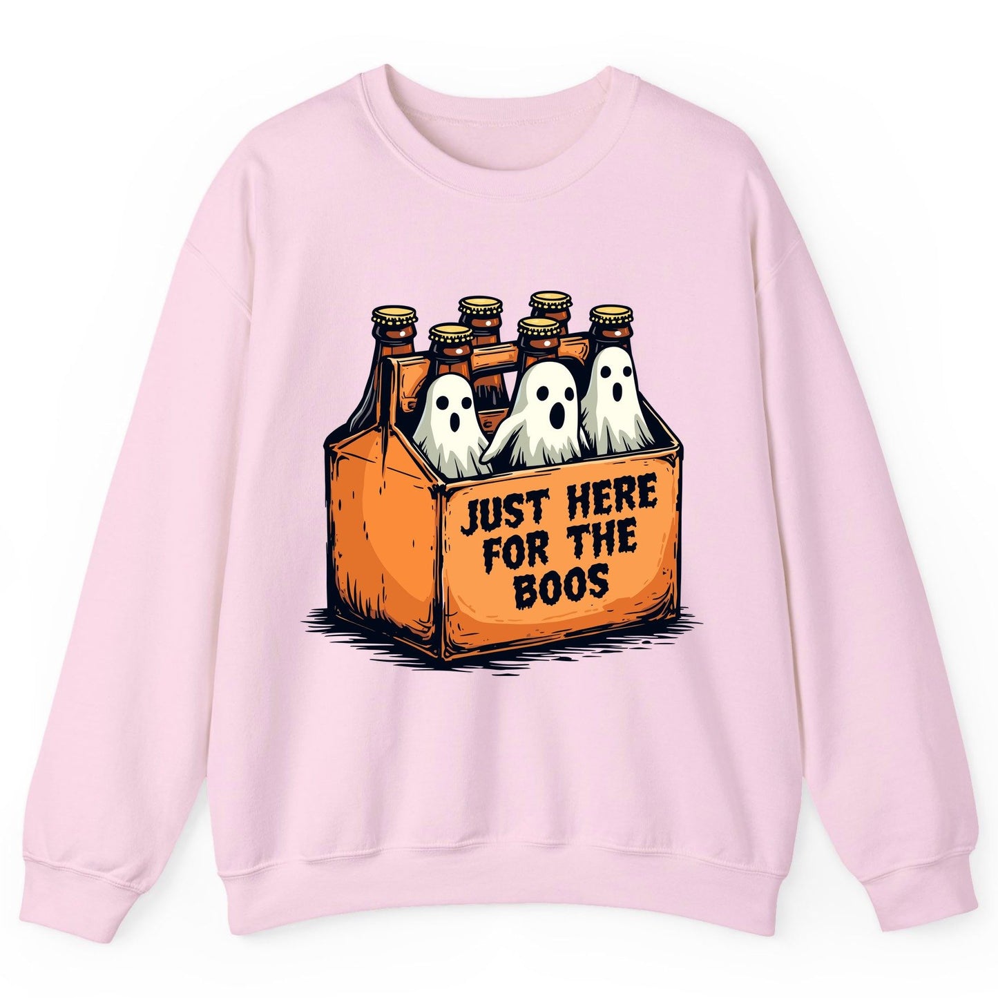 Just Here for the Boos Halloween Sweatshirt Light Pink product mockup