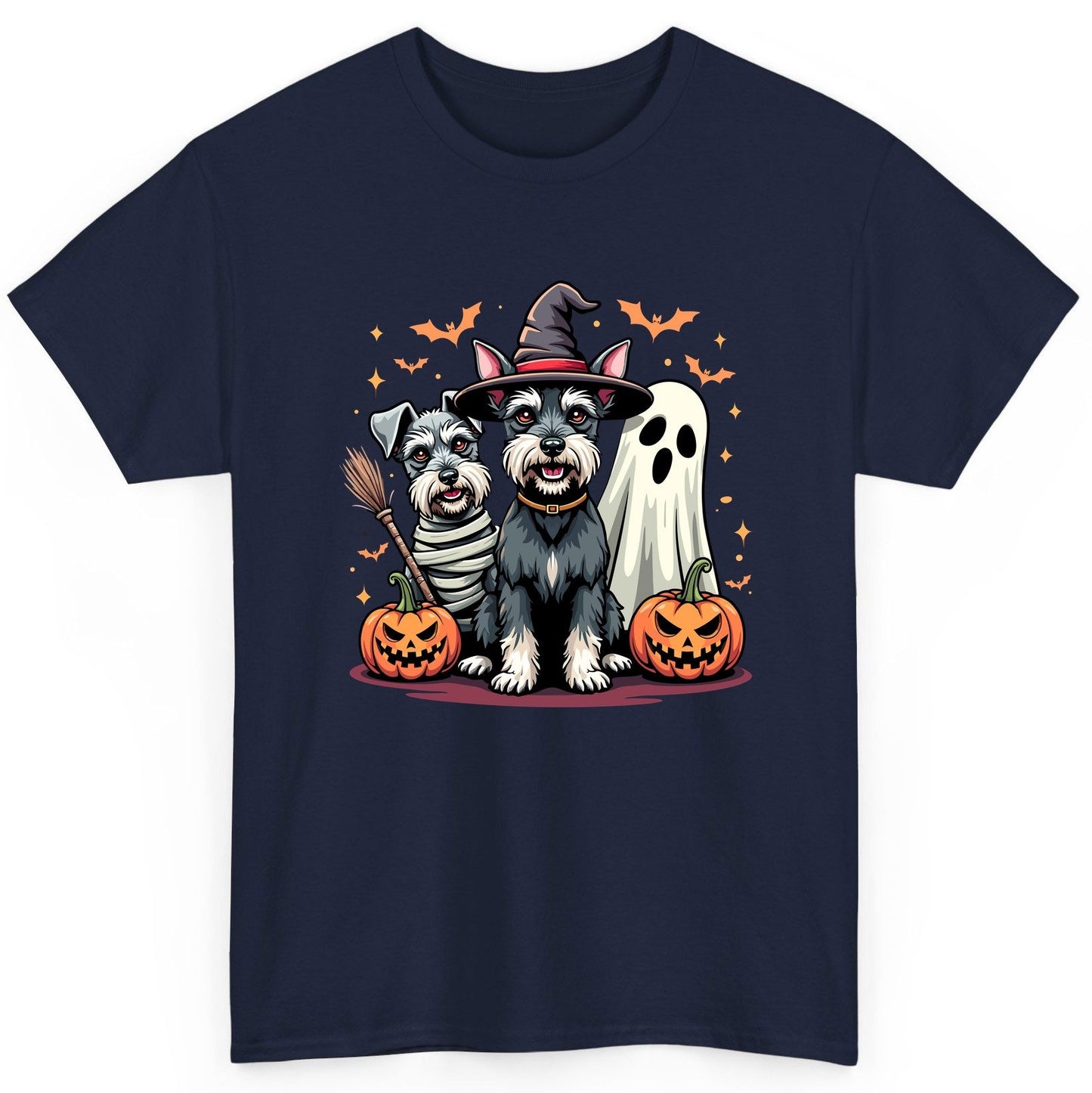 Halloween Schnauzer Dogs schnauzer dogs T-Shirt Navy product mockup