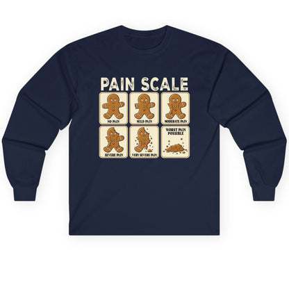 Pain Scale gingerbread man pain scale Long Sleeve Tee Navy product mockup