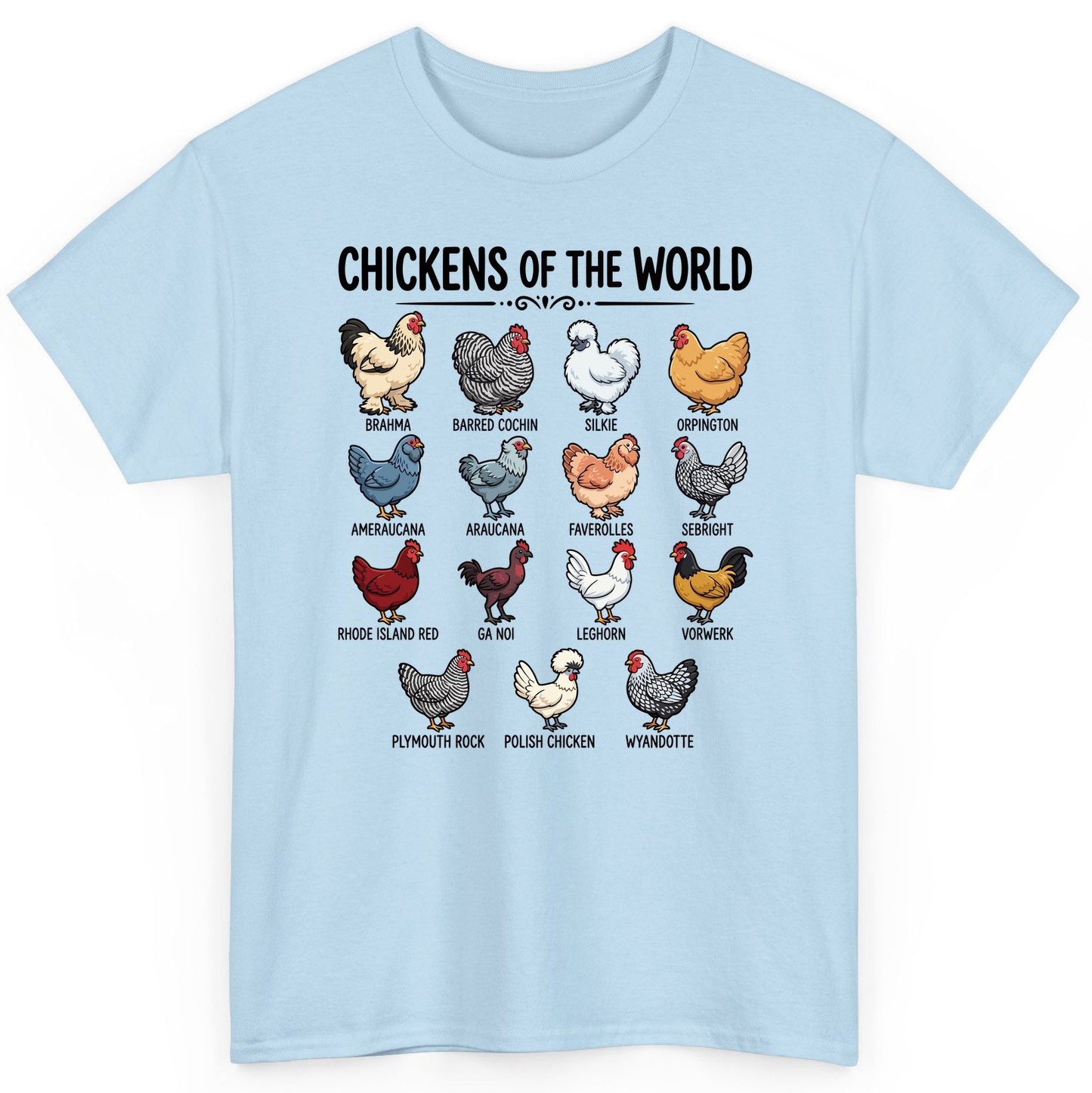 Breeds of the World, Brahma, Barred Cochin, Silkie, Orpington, Ameraucana, Araucana, Faverolles, Sebright, Rhode Island Red,