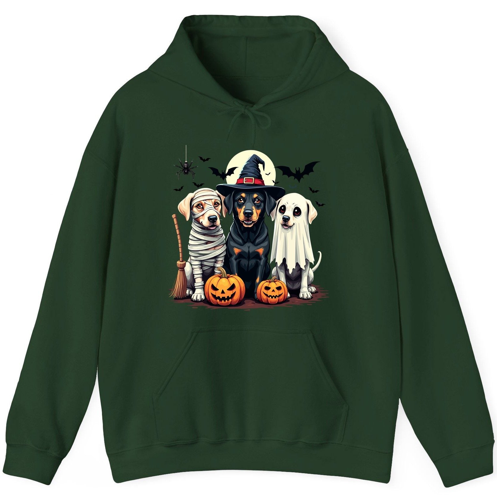 Halloween Dogs in Costumes dogs in Halloween costumes Hoodie Forest Green product mockup