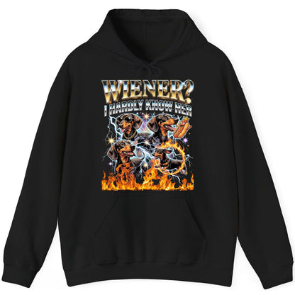 Wiener I Hardly Know Her dachshund Hoodie Black product mockup