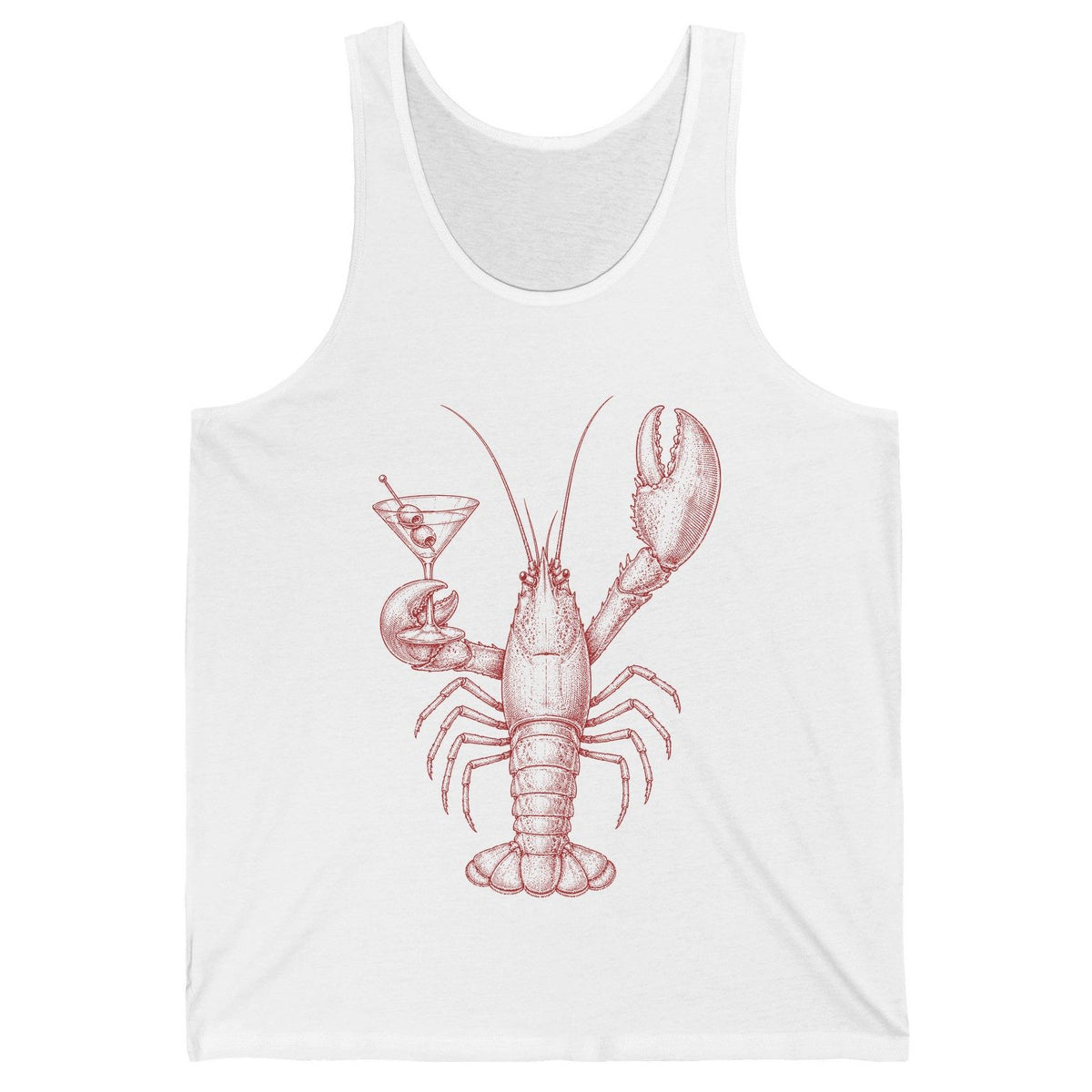 Vintage Lobster Martini lobster Tank Top White product mockup